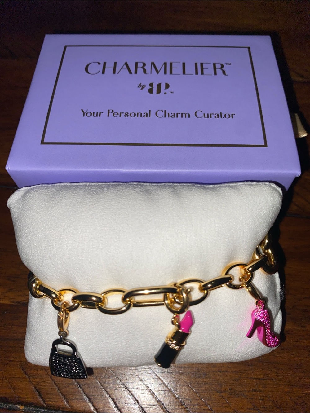 Bomb Party Charmelier Charm Bracelet - Cubic Zirconia - Gold & Hematite Plating